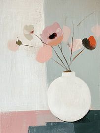 Nature morte moderne avec fleurs sur Japandi Art Studio