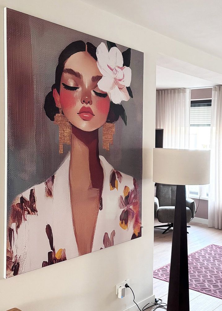 Modern portret "Flower girl"  van Carla Van Iersel 