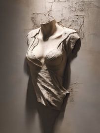 gipsen Torso vrouw aan de wand.fragment van elegantie van Egon Zitter