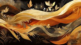 Waves Leaves | Cream Gold Leaves sur Collection Moderne