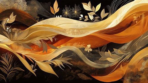 Waves Leaves | Cream Gold Leaves