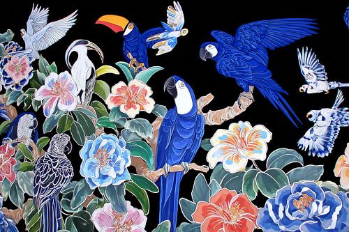 modern japanese art with birds