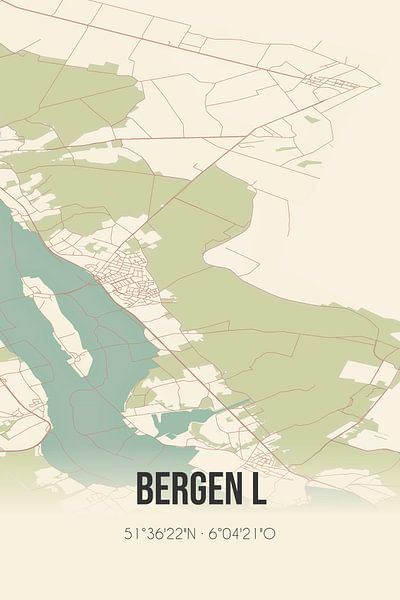 Vintage map of Bergen L (Limburg) by Prints of Place