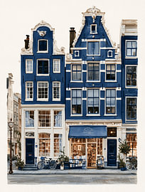 eine altmodische Buchhandlung in einem Amsterdamer Treppengiebelhaus von Margriet Hulsker