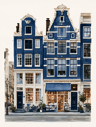 ouderwetse boekenwinkel in een Amsterdamse trapgevelwoning