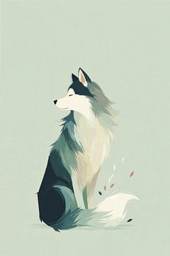 Husky in Salie Groen no.1 van Studio BB