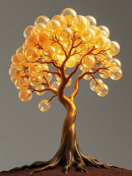 L'orbe d'or de l'abondance et de l'illumination : Une sculpture lumineuse de la lumière intérieure de la nature par Artistic
