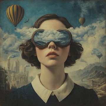 Ethereal Dreamscape Woman in Golden Twilight by Aden Pink Studio