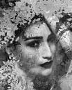 Julia. Abstraktes Retro-Porträt einer Frau in Schwarz-Weiß von Dina Dankers Miniaturansicht