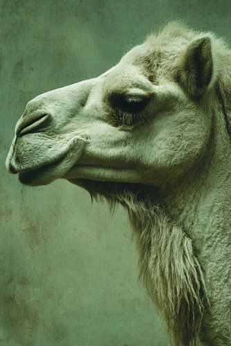 Camel Portrait in Calm Greens