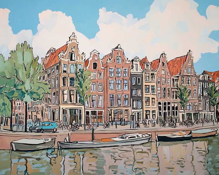 Schilderij Amsterdam van Abstract Schilderij