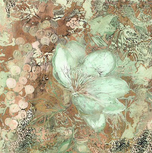 Bloem met druiven in beige en taupe