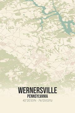 Carte ancienne de Wernersville (Pennsylvanie), USA. sur Rezona