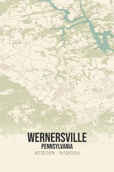 Vintage map of Wernersville (Pennsylvania), USA. by Prints of Place