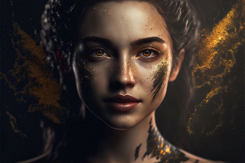 Portrait Painting Woman: Golden Mindset by Surreal Media