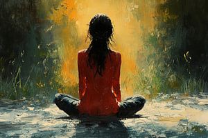 Spirituelle Malerei Asien meditierende Frau