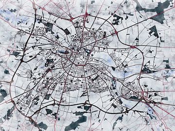 Kaart van Amiens in de stijl 'White Winter' van Maporia