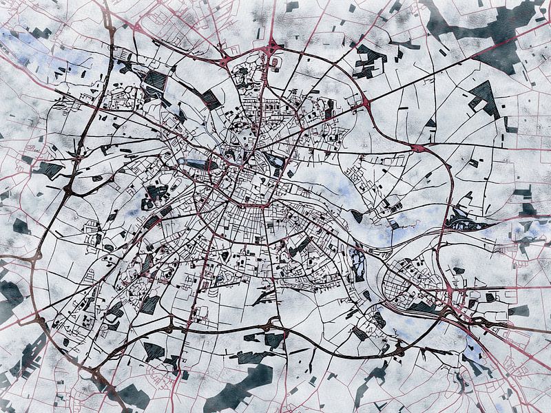 Carte de Amiens avec le style 'White Winter' par Maporia