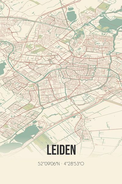 Vintage map of Leiden (South Holland) by Prints of Place