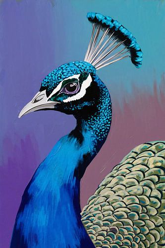 Peinture colorée d'un paon en Pop Art