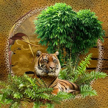 Bengaalse tijger in het groen van Carla van Zomeren
