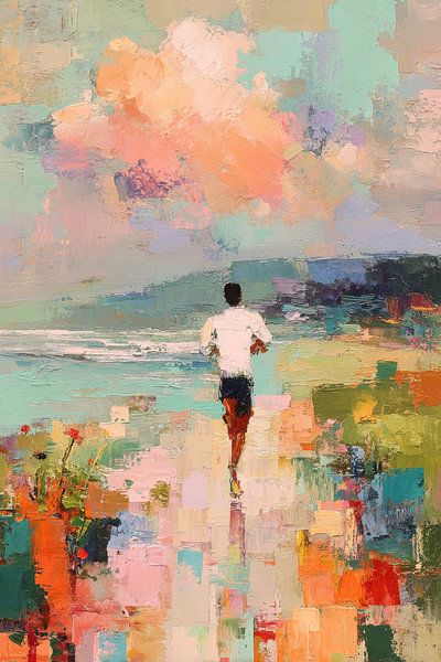 Jogger am Strand in Pastelltönen von Niklas Maximilian