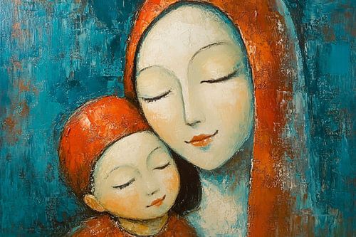 Warm abstract moeder en kind