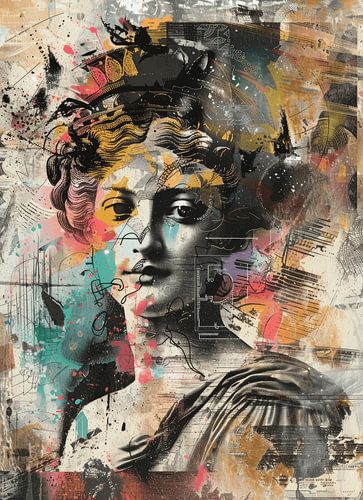 Buste grec en style pop art