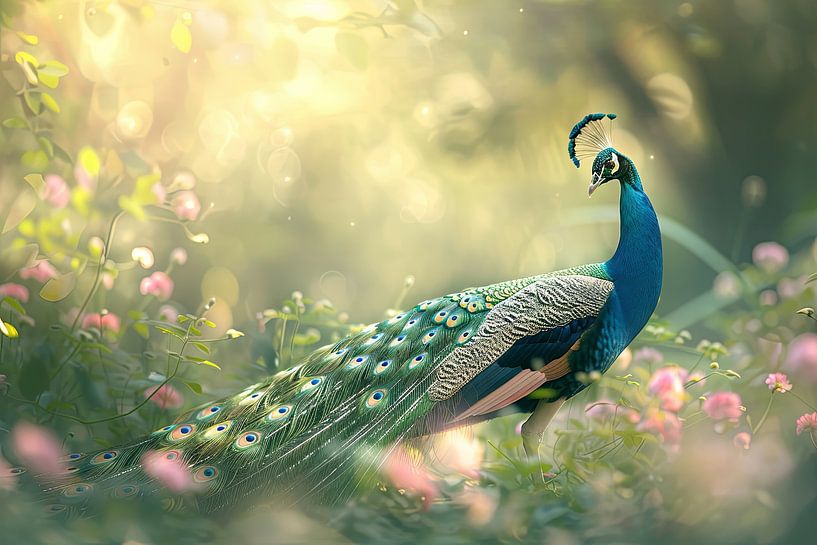 Blue peacock by Poster Art Shop
