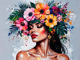 Porträt im Ibiza-Stil mit tropischen Blumen von Studio Pieternel