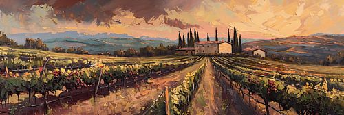 Toscaanse Wijngaard in de Ochtendzon