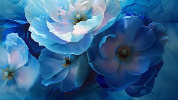 Azure Elegance Big Flowers by Apricot Blossom Design