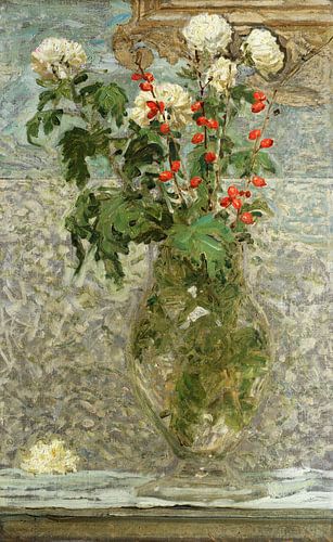 Albert Joseph Moore, chrysanthèmes blancs et baies rouges