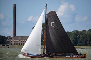 Skûtsje Grou klassieke Fries zeilende Tjalk tijdens het Skutsjesilen van Sjoerd van der Wal Fotografie