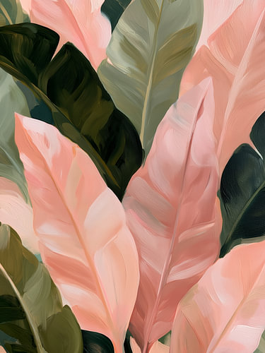 Blush banana leaves in pink green