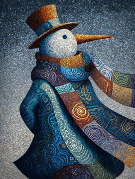 Bonhomme de neige avec écharpe dorée