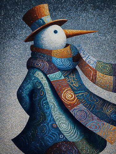 Schneemann | Schneemann mit goldenem Halstuch