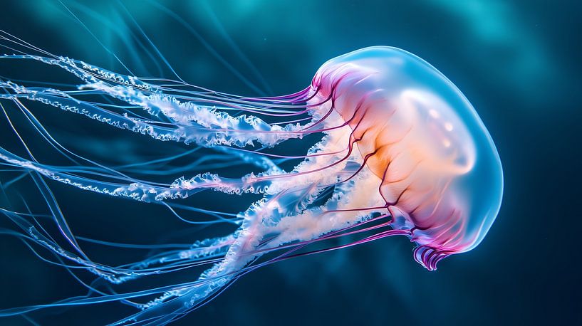 Anmutige Qualle schwimmt unter Wasser von Lisa Bovenlander