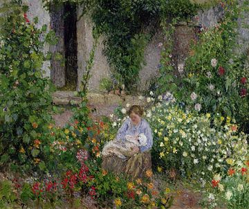 Camille Pissarro,Moeder en kind in de bloemen