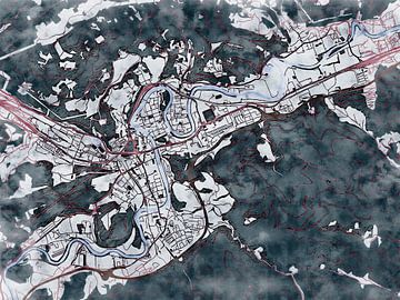 Kaart van Leoben in de stijl 'White Winter' van Maporia