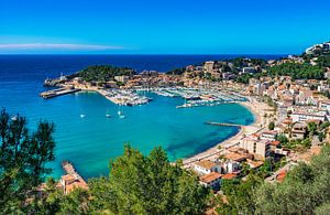 Port de Soller, idyllische haven jachthaven op het eiland Mallorca, Spanje Middellandse Zee