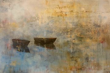 Abstrait, peinture, paysage avec bateaux sur Bowiscapes