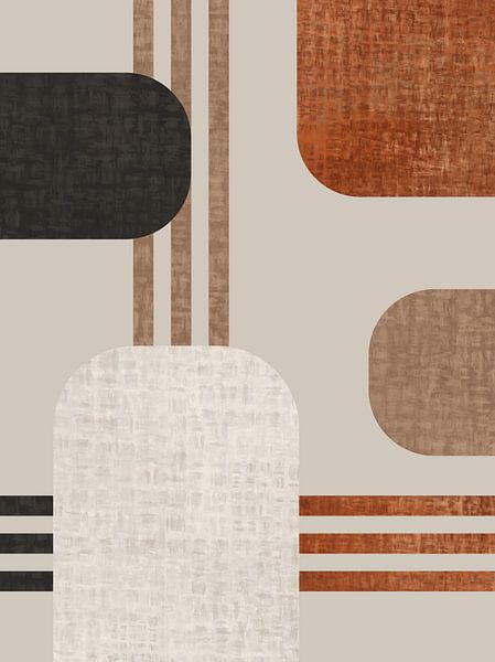 Minimalistische retro wanddecoratie beige roestbruin– set van 4 prints van Emiel de Lange