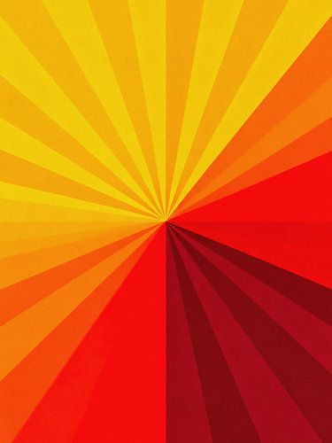 Mid-Century Abstracte Moderne Radiale Geometrische Zon - Levendige Retro Zonnestraal