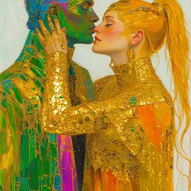 Golden embrace - mosaic of love by A.D. Digital ART