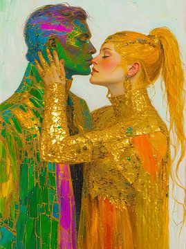 Golden embrace - mosaic of love