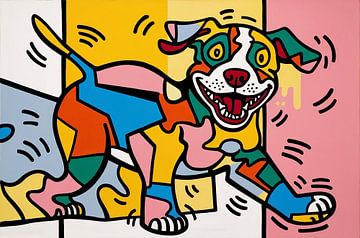 Kleurrijke speelse pop-art hond van Art & Soul Creations