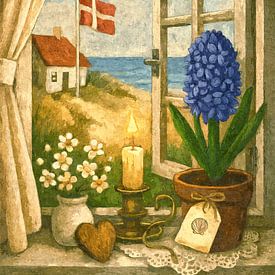 Vue hyggelige sur la côte danoise depuis la fenêtre sur Sabine Wagner