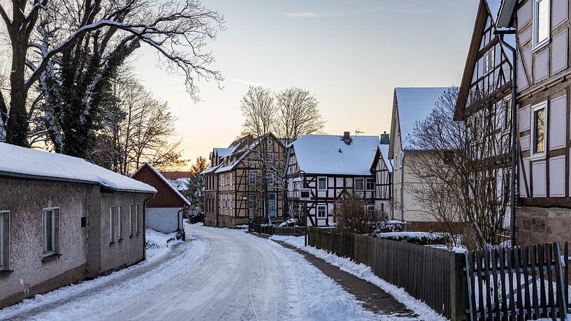 Herleshausen Fachwerkhäuser im Winter von Roland Brack