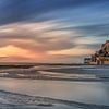 Mont Saint Michel : reflections in the water during sunset by Rene Siebring